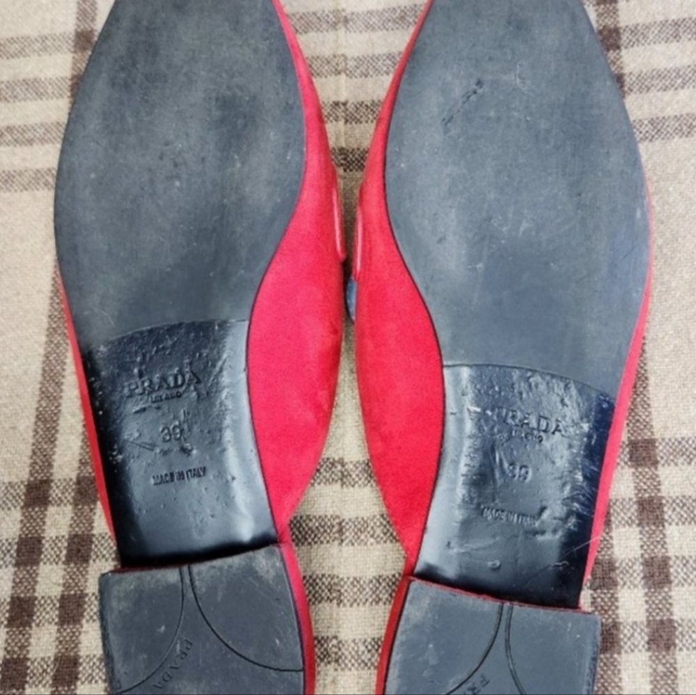 Prada Red Pointed Toe Slides - Picture 5 of 7